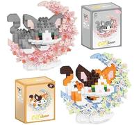 Cat Building Blocks Set, Micro Construction Building Bricks Mini Animal Bricks DIY Buildings Block Set 3D Puzzle Brick Creativity Brick Micro Constructionbricks Gift for Birthday Carnival(Grey,Orange)