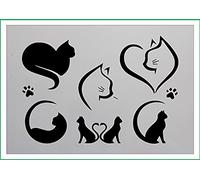 CAT Bundle - Cats in Hearts/Moons A4 190 Micron Reusable Flexible Mylar Stencil