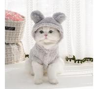 Cat Bunny Ears Costume Cute Dog Kitten Hoodies Sweater Rabbit Ears Puppy Pet Apparel (Medium,Gray)