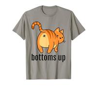 Cat Butt Bottom Up Pun Ginger Striped Cat Dad Orange Tabby T-Shirt