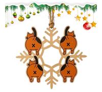 Cat Butt Christmas Ornament - Wooden Cat Butt Decorations Holiday Funny Snowflakes Ornaments - Festival Seasonal Decor for Wall Door Window Backpack Keychain Charm Rearview Mirror