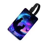 Cat Butterflies Moon Luggage Tags with Name ID Card TPU Travel Bag Tag for Suitcases