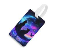 Cat Butterflies Moon Luggage Tags with Name ID Card TPU Travel Bag Tag for Suitcases