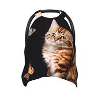Cat Butterfly Baby Car Seat Canopy Cover, Multi Use Breathable Nursing Breastfeeding Covers for Mom Soft Stroller Sun Shade Newborn Shower Gift