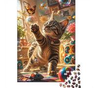 Cat Butterfly Bubbles 1000pcs For Adults Mini Puzzle Birthday Gift | 38x26cm Cardboard Living Room Decor Durable Structure Birthday Gift Stress Relief