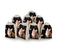 Cat Butterfly Bunches Pocket Cotton And Hemp with Drawstring 8 Pieces Reusable Gift Bags Jewelry Pouch for Wedding DIY Craft Party (4.9 X 6.7 Inch)