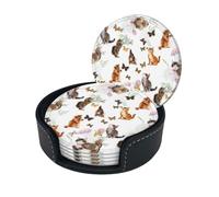 Cat Butterfly Coasters Set Of 6 For Drinks With Holder, Classy And Simple Coasters For Coffee Table, Great Housewarming Gifts
