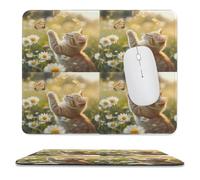 Cat Butterfly Daisy Flowers Large Gaming Mouse Mat Soft Non-Slip Laptop Mousepad Portable Square Desk Pad for Office Home Work