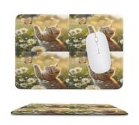 Cat Butterfly Daisy Flowers Large Gaming Mouse Mat Soft Non-Slip Laptop Mousepad Portable Square Desk Pad for Office Home Work