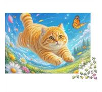 Cat Butterfly Meadow Jigsaw Puzzle, 1000 Pcs Indoor Adult Game