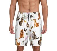 Cat Butterfly Men'S 1-Pack Sleep Shorts Loungewear With Side Pockets, Breathable Fit, Available In Big.