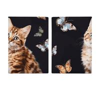 Cat Butterfly Passport Holder, ID Card Protector Case Passport Holder with Slot Passports Travel Wallet Document Cover for Women And Men