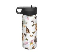 Cat Butterfly Printing Travel 18oz Sports Insulated Kettle Water Bottle Stainless Steel Kettle Portable Cup