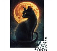 Cat by The Moonlight 1000-Piece Puzzle for Adults, 70x50cm/1000pcs; for Calm Hands-on Time after Work; White Cardboard with A Clean Surface