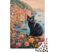 Cat by The Sea 1000 Piece Puzzle for Relaxing Weekends, 52x38cm/1000pcs