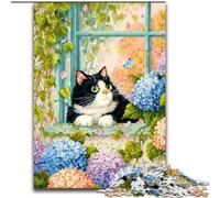Cat by The Window Adult Jigsaw Puzzles 1000 Pieces, Staycation Kill Time Every Piece Is Unique - Challenging Family Fun Game (size 26x38cm)