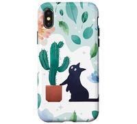Cat Cactus Floral Nature Fantasy Art Case for iPhone X/XS