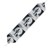 Cat Cactus Table Runner for Dining Table, Short Plush Runners Washable & Durable Tablerunner Modern Home Decor for Wedding, Kitchen, Holiday 178*33cm