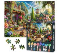 Cat Cafe 1000 Piece Puzzle for Adults, Cozy and Vibrant Cats Cafe Jigsaw Puzzle for Family Recreation, Modern Wall Art Cat Lovers Puzzles Gift - Finished Size: 27.5" x 19.6"