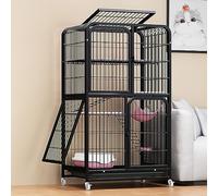 Cat Cage, 2/3/4-floor Pet Playpen, with Loft, with Side Door, with Universal Wheels, Galvanized Square Tube Material, Black (Color : Style3-13PCS, Size : 78x55x137) Warm as Ever