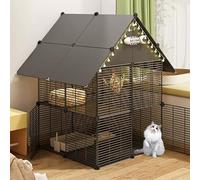 Cat Cage 2/3-Tier Collapsible Pet Playpen Indoor with Ladders - Detachable Metal Wire Small Animal Cages for 1-3 Cats