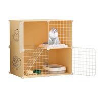 Cat Cage 2-Tier Cat Enclosure Metal Wire Pen with Litter Box, Ladder, Bed, and Hammock for Small Pets