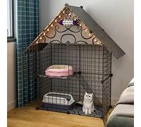 Cat Cage, 2-Tier Wire Pet Cage, Portable Collapsible Indoor Cat Enclosure for Cats