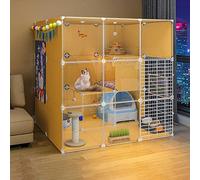 Cat Cage - 3-Tier Cat Crate Folding Metal Crate Cage Cat Playpen Cat Enclosure With Hammock Metal Wire Indoor Diy Kennels Crate - Large Exercise Place Ideal,For 1-3 Cat,A
