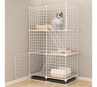 Cat Cage, 3-Tier Metal Cat Enclosure with Detachable Design and Tray, DIY Cat Playpen with Ladders, Large Exercise Space for Cats and Ferrets