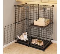Cat Cage, 3-Tier Metal Cat Enclosure with Detachable Design and Tray, DIY Cat Playpen with Ladders, Large Exercise Space for Cats and Ferrets