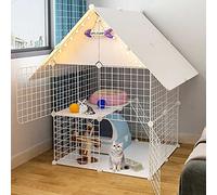 Cat Cage - Cat Cage Playpen 2-Tier Cat Cages Indoor Large with Litter Box, Folding Metal Cat Crate with Roof and Door - DIY Pet Enclosure for Rabbit, Guinea Pig, Chinchilla - 29.5"