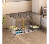 Cat Cage - Cat Cage Playpen Cat Enclosure Indoor Ferret Cage Dog Cages for Small Dogs Indoor Cat Kennels Detachable Metal Cat Cages Easy to Clean - Large Exercise Place Ideal for 1-3 Cats ((Blac