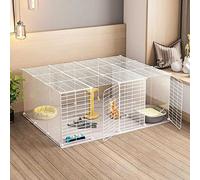 Cat Cage - Cat Cage Playpen Cat Enclosure Indoor Ferret Cage Dog Cages for Small Dogs Indoor Cat Kennels Detachable Metal Cat Cages Easy to Clean - Large Exercise Place Ideal for 1-3 Cats ((Whit