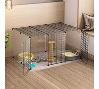 Cat Cage - Cat Cage Playpen Cat Enclosure Indoor Ferret Cage Dog Cages for Small Dogs Indoor Cat Kennels Detachable Metal Cat Cages Easy to Clean - Large Exercise Place Ideal for 1-3 Cats (C (Bla