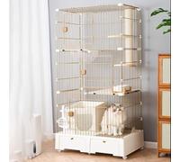 Cat Cage Cat Cage with Litter Box,Large 3-Tier Cat Durable,Pliable Cage Playpen Box Crate Kennel Place Ideal for 1-3 Cat, Small Animals,white-157x56.3x82cm/61.8x22.2x32.3in
