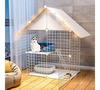 Cat Cage - Cat Cages Indoor 2-Tier Cat Condo,Cat Playpen Folding Metal Crate Cat Cage With Litter Boxcat Cage Hammock Cat Outdoor Enclosure - For Small Animal,Puppies,Kitties,White-A(cat cage)