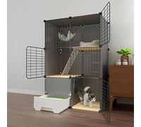 Cat Cage, Cat Cages Indoor With Litter Box, Detachable Outdoor Cat Cages Enclosures, Pet Cages For Cats, Easy To Assemble(Black,75 * 49 * 111cm)