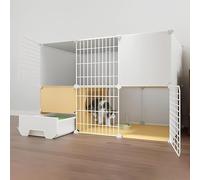 Cat Cage, Cat Cages Indoor With Litter Box, Detachable Outdoor Cat Cages Enclosures, Pet Cages For Cats, Easy To Assemble(White,111 * 49 * 75cm(A))