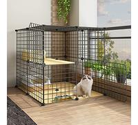 Cat Cage, Cat Crates for Indoor Cats Cat Playpen, Cat Outdoor Enclosure Diy Cat Playpen Metal Kennel with Platform Mat for 1-2 Cats, Ferret, Chinchilla, Rabbit, Small Animals (Size : 75 * 75