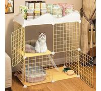 Cat Cage, Cat Crates for Indoor Cats,Outdoor Cat Enclosures,Pet Playpen Large 2-Tier Diy Cat Cage Exercise Yard Fence Cage with Door and Closed Cat Litter Box Use for Kitten, Bunny, Chinchilla (Siz