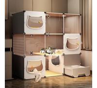Cat Cage - Cat Crates for Indoor Cats, Pet Cages for Cats, Cat Playpen for Indoor Cats Durable and Easy to Get In and Out for 1-2 Cats, Ferret, Chinchilla, Rabbit, Small Animals,Grey-111 * 39 * 109cm