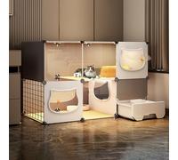 Cat Cage - Cat Crates for Indoor Cats, Pet Cages for Cats, Cat Playpen for Indoor Cats Durable and Easy to Get In and Out for 1-2 Cats, Ferret, Chinchilla, Rabbit, Small Animals,Grey-111 * 39 * 73cm