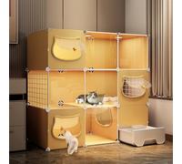 Cat Cage - Cat Crates for Indoor Cats, Pet Cages for Cats, Cat Playpen for Indoor Cats Durable and Easy to Get In and Out for 1-2 Cats, Ferret, Chinchilla, Rabbit, Small Animals ,Yellow-111*39*109cm