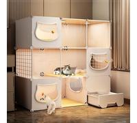 Cat Cage - Cat Crates for Indoor Cats, Pet Cages for Cats, Cat Playpen for Indoor Cats Durable and Easy to Get In and Out for 1-2 Cats, Ferret, Chinchilla, Rabbit, Small Animals ,White-111*39*109cm