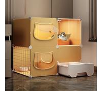 Cat Cage - Cat Crates for Indoor Cats, Pet Cages for Cats, Cat Playpen for Indoor Cats Durable and Easy to Get In and Out for 1-2 Cats, Ferret, Chinchilla, Rabbit, Small Animals,Yellow-75 * 39 * 73cm