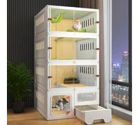 Cat Cage, Cat Enclosure Cat Kennel, Kitten Enclosure Indoor, Cat Playpen for Indoor Cats Sliding Door Design High Definition Transparent Easy Installation, No Tools Needed,White-71 * 46.5 * 141cm