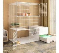 Cat Cage - Cat Pen Cat Playpen Diy Pets Playpen Exercise Yard Fence Cage with Door and Closed Cat Litter Box, Easy to Clean and Remove Odor for Small Pets Rabbits Hedgehogs Cat Guinea Pigs