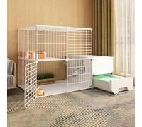 Cat Cage - Cat Pen Cat Playpen Diy Pets Playpen Exercise Yard Fence Cage with Door and Closed Cat Litter Box, Easy to Clean and Remove Odor for Small Pets Rabbits Hedgehogs Cat Guinea Pigs