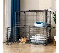 Cat Cage - Cat Playpen, Cat Crates for Indoor Cats, Puppy Playpen 2 Tier Cat Cage Indoor Detachable Metal Wire with Door for Rabbit, Bunny, Guinea Pig, Chinchilla