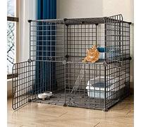 Cat Cage - Cat Playpen, Cat Crates for Indoor Cats, Puppy Playpen 2 Tier Cat Cage Indoor Detachable Metal Wire with Door for Rabbit, Bunny, Guinea Pig, Chinchilla